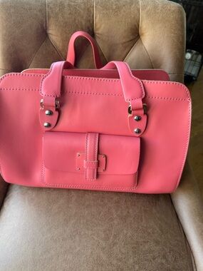 Women's Coral Pink Structured Satchel Bag